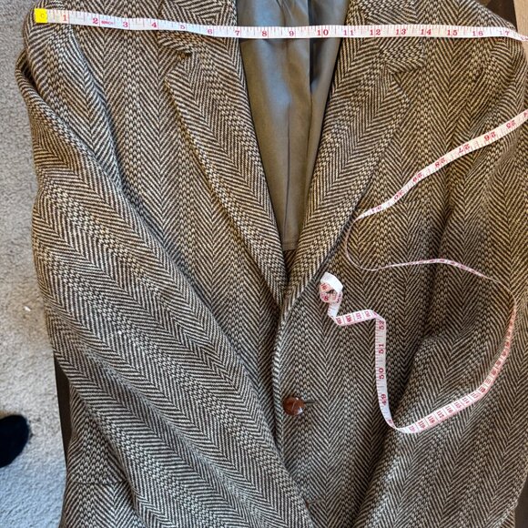 Vintage Brown Herringbone Harris Tweed Wool Blazer Sz 38R - Picture 7 of 10